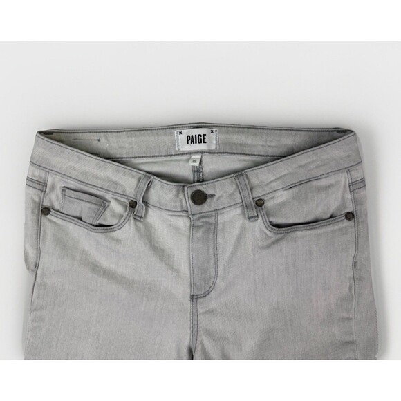 Paige Verdugo Ultra Skinny Jeans Size 29 Light Gray Metallic Coated Leg Stretch - Picture 3 of 16